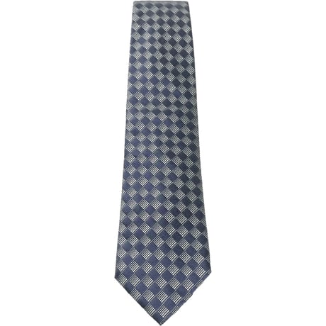 MADE IN ITALY製 TRUSSARDI ブロックチェック柄シルクネクタイ グレー