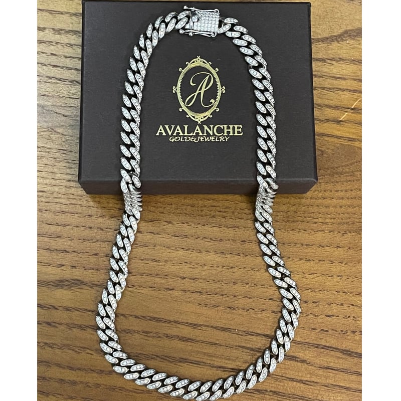 箱、袋付き シルバー925製 AVALANCHE ジルコニアマイアミキューバン