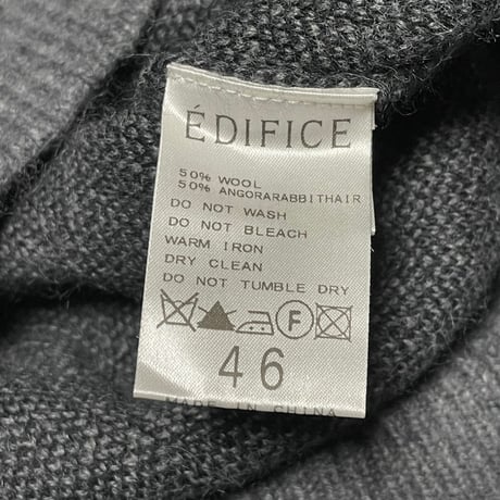 ▲訳あり商品▲ EDIFICE Lelegance ブロックチェック柄ウールアンゴラセーター チャコールグレー 46サイズ