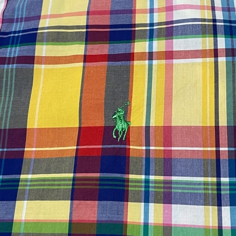 RALPH LAUREN ボタンダウン半袖チェックシャツ マルチカラー Lサイズ