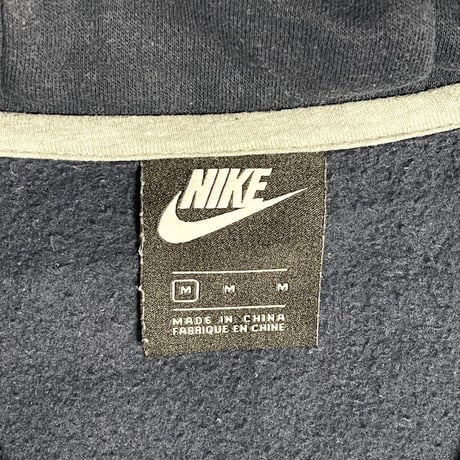 NIKE ナイロン切り替えスウェットフルジップパーカー ネイビー×ブルー Mサイズ
