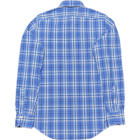 MADE IN ITALY製 Finamore 長袖チェックシャツ ブルー Mサイズ