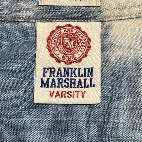 FRANKLIN MARSHALL VARSITY タイダイ染め半袖デニムシャツ ライトインディゴ Sサイズ