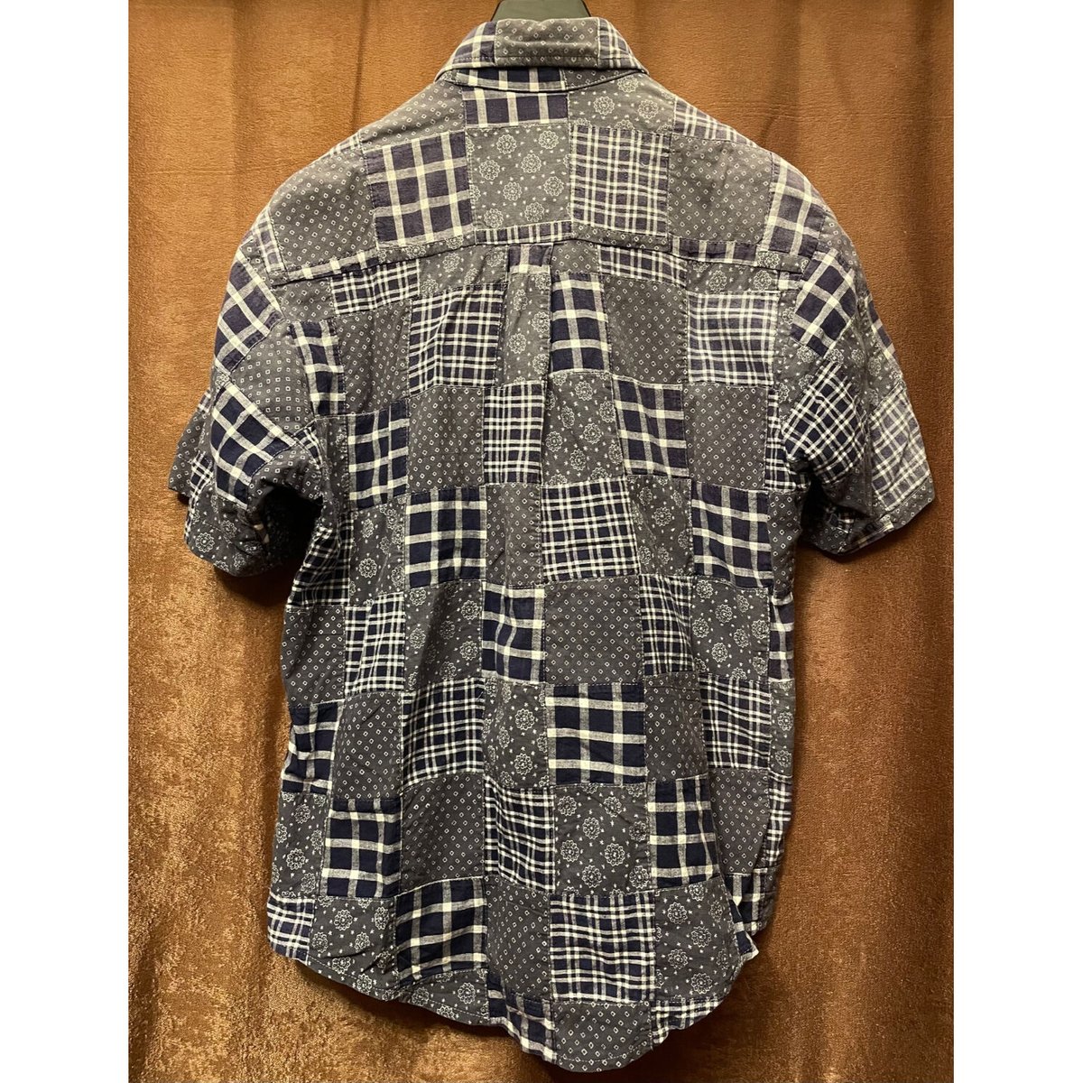 MADE IN USA製 CLEVE SHIRTMAKERS 半袖パッチワークボタンダウンシャ...