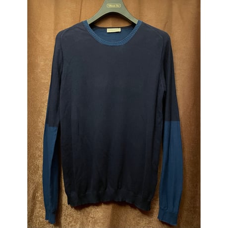 MADE IN ITALY製 roberto collina クルーネックコットンセーター ネイビー 46サイズ