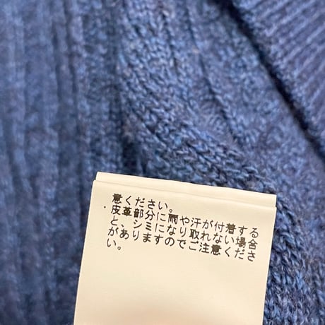 SHIPS レザーコンビウールカーディガン ブルー Mサイズ