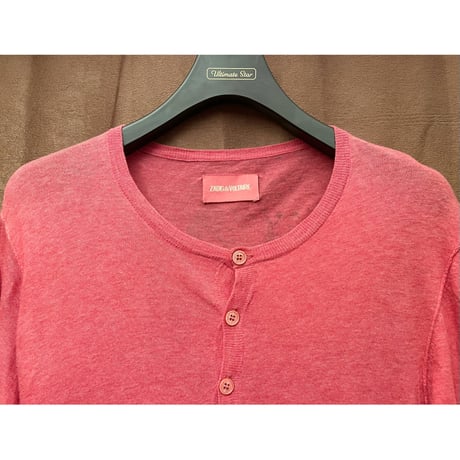ZADIG & VOLTAIRE ヘンリーネックコットンセーター ピンク Mサイズ