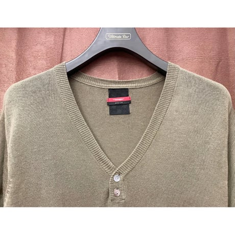 SWAGGER ヘンリーVネックニットTシャツ ブラウン Mサイズ