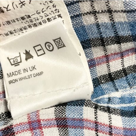 MADE IN UK製 SMYTH & GIBSON × JOURNAL STANDARD チェック柄長袖リネンシャツ ブルー Sサイズ