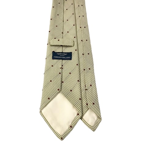 MADE IN ITALY製 stefanobigi TOMORROWLAND別注 ドット柄シルクネクタイ オリーブ×ブラウン