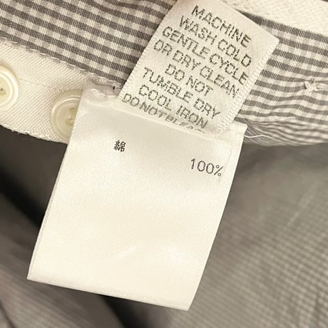 【BARNEYS NEWYORK 取り扱い】 MADE IN ITALY製 Giovanni Rosmini ギンガムチェック柄長袖シャツ グレー 40-15 3/4サイズ