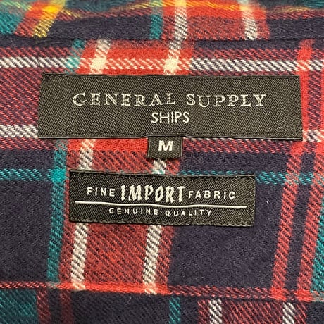MADE IN JAPAN製 SHIPS GENERAL SUPPLY 長袖チェック柄ボタンダウンフランネルシャツ マルチカラー Mサイズ