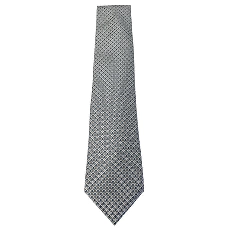 MADE IN ITALY製 Brioni LIMITED EDITION HANDMADE 総柄プリントシルクネクタイ グリーン×グレー