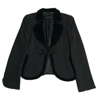 MADE IN ITALY製 EMPORIO ARMANI ベロア切り替えテーラードジャケット ブラック 42サイズ