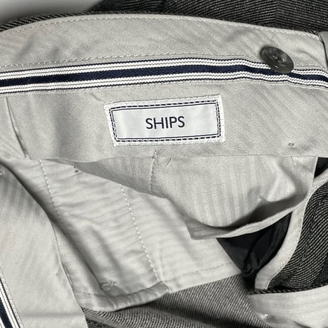 SHIPS スラックス コットンウールスラックス チャコールグレー 44サイズ  ダブル仕上げ