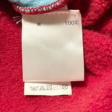 【BARNEYS NEWYORK取り扱い】MADE IN PORTUGAL製 FIORUCCI ツートンカラースウェットトレーナー レッド×ライトブルー Sサイズ