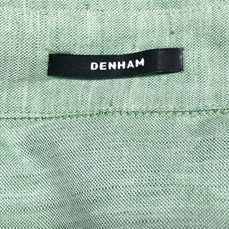 MADE IN PORTUGAL製 DENHAM 長袖コットンリネンシャツ グリーン Sサイズ