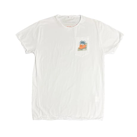 ★新品★ MADE IN ITALY製 MAGLIA 2024年SSモデル「IL SOLE」ポケット付きバックプリントクルーネックTシャツ ホワイト S～Lサイズ