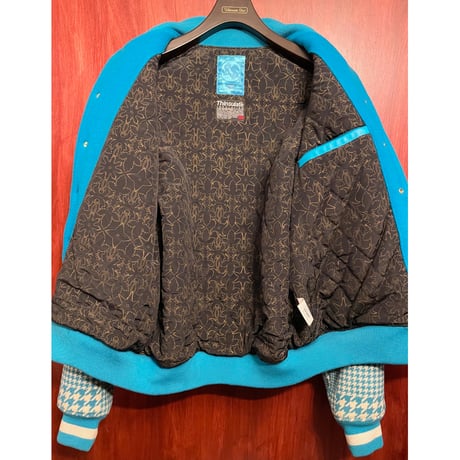 激レア 名作 MADE IN JAPAN製 SWAGGER 2007年モデル 「DYNA$TY」 バレット刺繍スタジアムジャケット ライトブルー Mサイズ