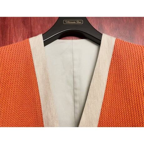 MACKINTOSH PHILOSOPHY ニットコンビコットンリネンジレベスト オレンジ×アイボリー 40サイズ