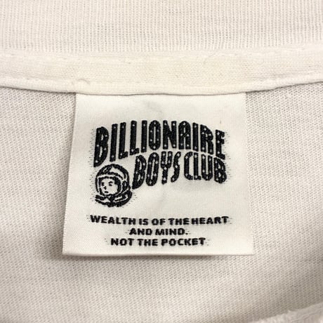 レア BILLIONAIRE BOYS CLUB 「WEALTH IS OF THE HEART AND MIND NOT THE POCKET」 バックプリント入り 長袖Tシャツ ホワイト Lサイズ