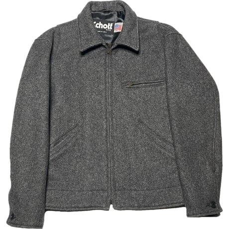 MADE IN USA製 SCHOTT ウール襟付きシングルライダースジャケット チャコールグレー 38サイズ