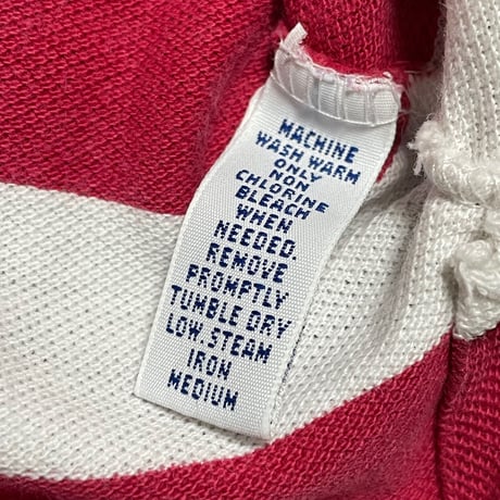 MADE IN USA製 Polo by Ralph Lauren ボーダー柄半袖鹿の子ポロシャツ レッド×ホワイト Lサイズ