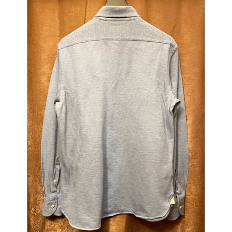 ▲訳あり商品▲ MADE IN ITALY製 GUY ROVER × BARNEYS NEW YORK別注 長袖ボタンダウン鹿の子ニットシャツ サックスブルー Mサイズ