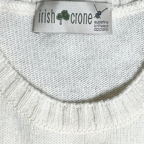 MADE IN ITALY製 irish crone クルーネックウールセーター アイボリー Mサイズ