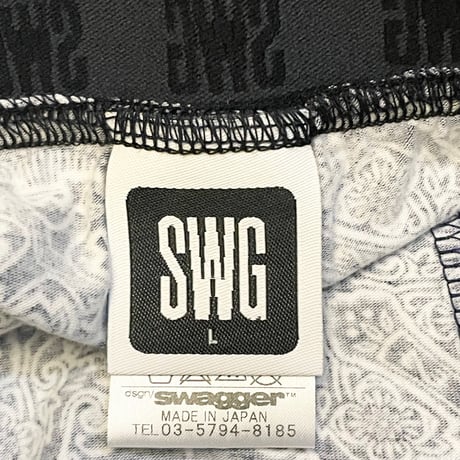 ☆タグ付き新古品☆ MADE IN JAPAN製 SWAGGER クロスペイズリー総柄レギンス ネイビー Fサイズ