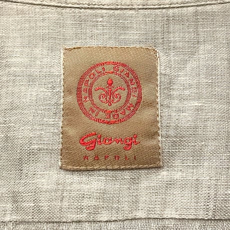 MADE IN ITALY製 Giangi NAPOLI 長袖プルオーバーリネンシャツ グレー 39-15 1/2サイズ