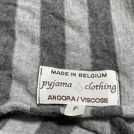 MADE IN BELGIUM製 pyjama clothing ボーダー柄ニットストール グレー