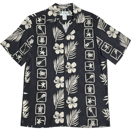 MADE IN HAWAII製 TWO PALMS アロハシャツ チャコールグレー Sサイズ