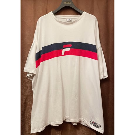希少 MADE IN USA製 90s FILA ロゴプリントTシャツ ホワイト XXLサイズ