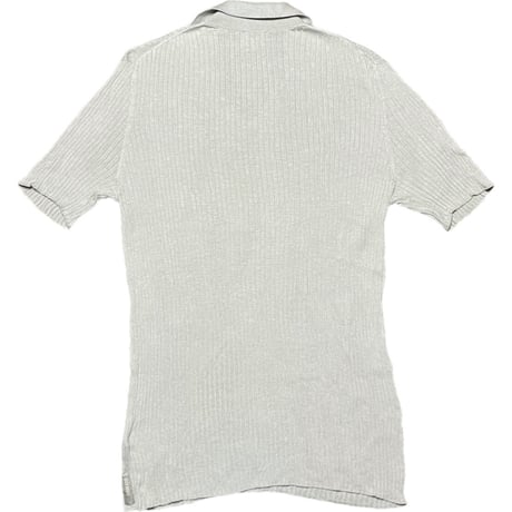 ARMANI COLLEZIONI シルク混半袖ニットポロシャツ シルバーグレー 50サイズ