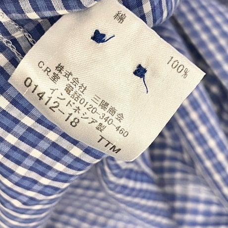 BURBERRY BLACK LABEL ギンガムチェック柄長袖ボタンダウンシャツ ブルー 41サイズ