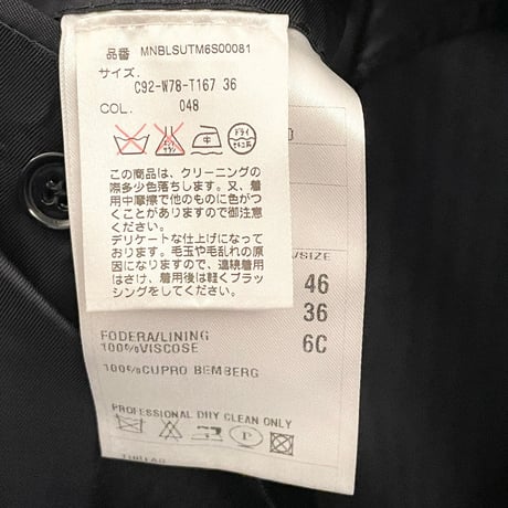 MADE IN ITALY製 Polo by Ralph Lauren シャドーヘリンボーン柄ウールスーツ ブラック 36サイズ
