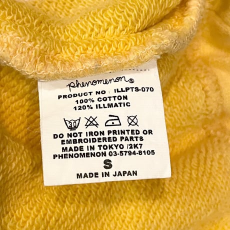 MADE IN JAPAN製 PHENOMENON 2007年モデル スウェットパンツ イエロー Sサイズ