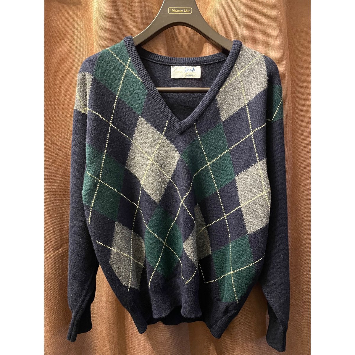 MADE IN SCOTLAND製 Pringle SPORTS Vネックアーガイル柄セーター