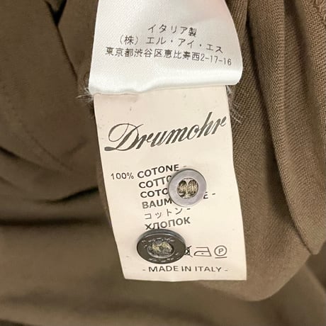 MADE IN ITALY製 Drumohr 長袖コットンポロシャツ ブラウン Sサイズ