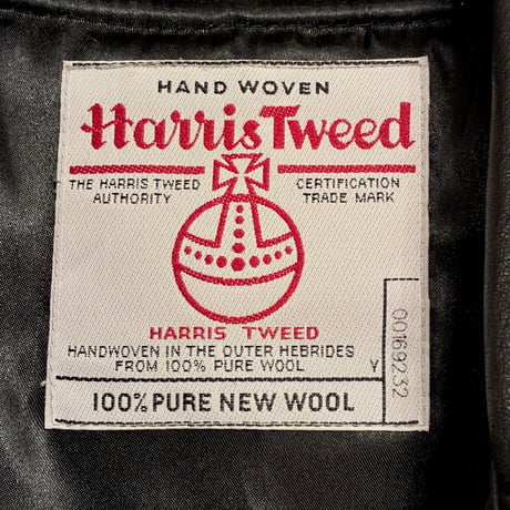 激レア MADE IN UK製 90s Harris Tweed 本革 レザーコンビ ダブルライダースジャケット ブラウン×ブラック Mサイズ