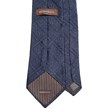 MADE IN FRANCE製 DORMEUIL チェック柄ラメシルクネクタイ ネイビー