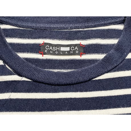 MADE IN JAPAN製 CASH CA ENGLAND ボーダー柄半袖ニットTシャツ ホワイト×ネイビー Sサイズ