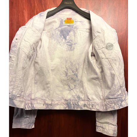 レア MADE IN HONG KONG製 90s Levi's WHITE Levi's JACKETS タイダイ染め デニムジャケット ホワイト×パープル 40サイズ