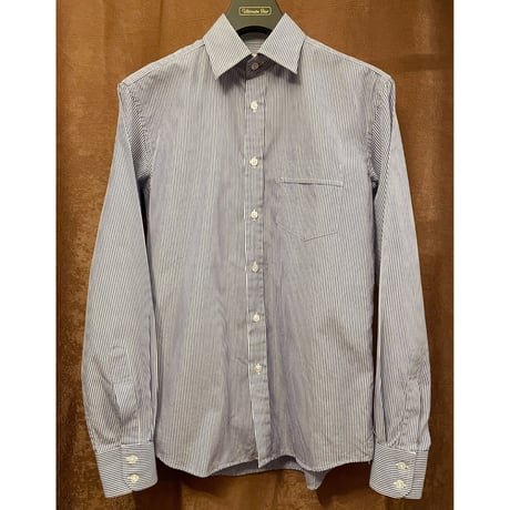 【UNITED ARROWS 取り扱い】 MADE IN ENGLAND製 Raincheetah ストライプ柄 長袖シャツ ホワイト×ブルー Mサイズ
