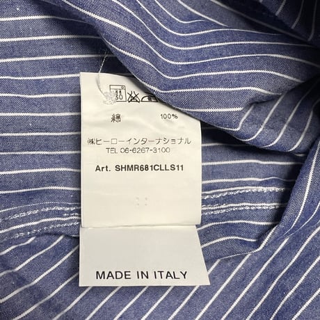 MADE IN ITALY製 FRANKLIN MARSHALL SLIM FIT 長袖ストライプシャツ ダンガリー Sサイズ
