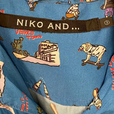 ▲訳あり商品▲ NIKO AND... 総柄 レーヨンアロハシャツ ブルー 3サイズ