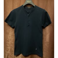 MADE IN ITALY製 GUY ROVER PER nano universe ヘンリーネック鹿の子Tシャツ ネイビー XSサイズ
