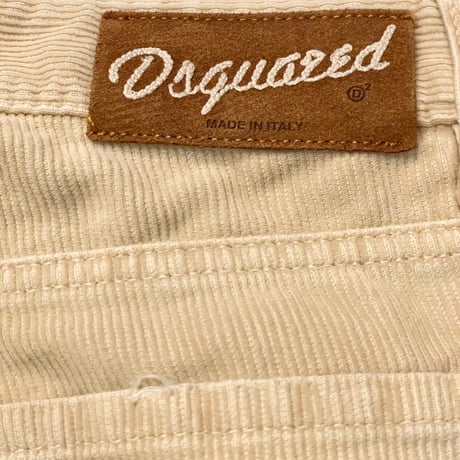 MADE IN ITALY製 DSQUARED2 ダメージ加工コーデュロイパンツ ベージュ 50サイズ