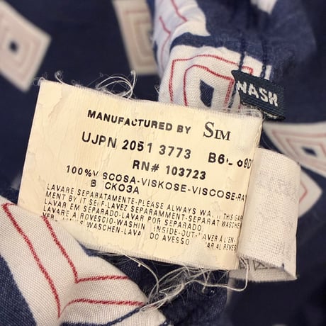 MADE IN ROMANIA製 ARMANI JEANS 長袖アロハシャツ ネイビー Sサイズ